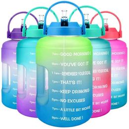 BuildLife Gallon Water Bottle with Straw Motivational Time Marker BPA Wide Mouth Leakproof Mobile Holder Handle Travel Jug 212834