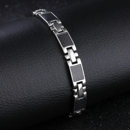 9MM Wide Power Increase Magnetic Therapy Mens Bracelets Jewellery Black Stainless Steel Health Care Boys Bracelet Gifts For Men 240226