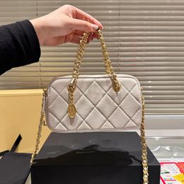 Crossbody Designer Handbag Boston Bag Fashion Genuine Leather Caviar Texture Light Chain Luxury High Diamond Shoulder Small Size Square