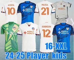 24-25 Cincinnati Soccer Jerseys Kids Kit Man 23/24 Football Shirt Home Blue Away White BOUPENDZA ACOSTA ROBINSON MIAZGA BARREAL Goalkeeper