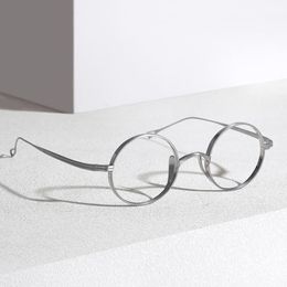 Classic Vintage Titanium Optical Eyeglasses Frame For Men Women's Round Prescription Glasses Japanese Hand-Made Retro Eyewear261o
