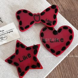 Korean sweet and spicy rose red hair clip like love pentagram bow hair clip sweater duckbill clip hair accessory new style