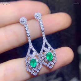 Stud Earrings Natural And Real Emerald Earring 925 Sterling Silver