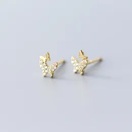 Stud Earrings Modian Sterling Silver 925 Gold Color Dancing Butterfly For Women Noble Small Insect Ear Pin Fine Jewelry Brincos