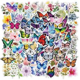 100Pcs Beautiful Butterfly Flowers Stickers Cute VSCO Stickers For Skateboard Laptop Luggage Bicycle Decals Kids Toys Gifts7921150