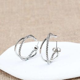 Luxury Designer Davids Yurmas Earring Dy Ring Earrings Crossover Button Thread