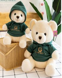 High Quality 3 Colours Teddy Bear With Hoodies Stuffed Animals Plush Toys Doll Pillow Kids Lovers Birthday Baby Gifts Q01137378568