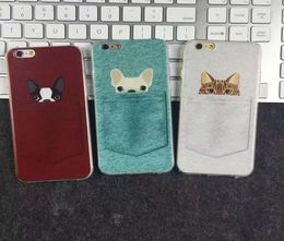 Cute Cartoon Pocket Dog and Cat Protector Shockproof Silicone Rubber Soft TPU Embossed Phone Case Cover For iPhone 6S 7 8 Plus X X8866684