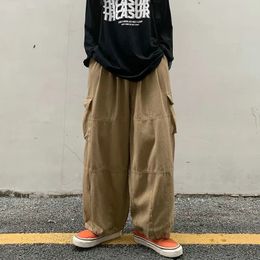 Spring Casual Oversize Cargo Pants Men Streetwear Solid Harajuku Loose Straight Trousers Wideleg Baggy For Man 240315