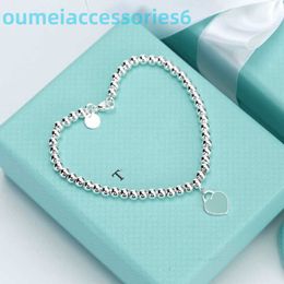 2024 Designer Luxury Brand Jewelry Bangle Heart Bracelet 925 Sterling Silver Blue Enamel Love Ball Chain Pink Day Gift 3joo