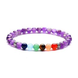 Beaded 10Pc Set 7 Chakra Healing Nce 6Mm Beads Bracelet Yoga Life Energy Charm Natural Stone Jewellery Drop Delivery Bracelets Dhgar302y