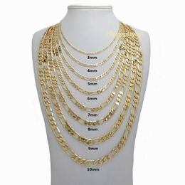 14k Italian Figaro Link Chain Necklace 4mm to 6 8 10mm Gold GF 24 282p