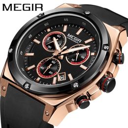 Silicone Sports Casual Multifunctional Chronograph Quartz Men's Calendar Watches Simple And Luxurious Personality 2073 Wristw232R