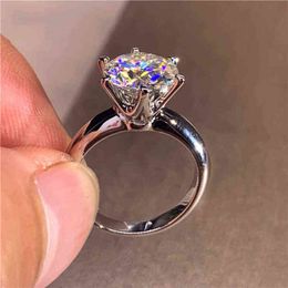 5 0ct Moissanite Engagement Ring Women 14K White Gold Plated Lab Diamond Ring Sterling Silver Wedding Rings Jewelry Box Include X2252s