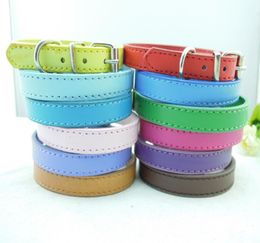 10 Colours 10pcs Leather Dog Collars Cheap Personalised Dog collar for 10mm letters for puppy collar3756175