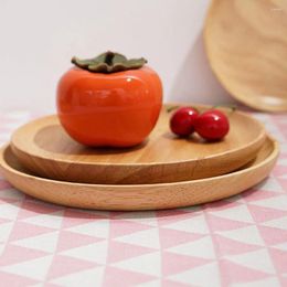 Plates Fruit Dishes Eco-Friendly Hand-made Unbreakable Round Kitchen Supplies Dessert Plate Snack Wood Tea Tray