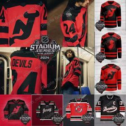 New Jersey Jack Hughes Devil 2024 Stadium Series Ice Hockey Jersey Nico Hischier Dougie Hamilton Luke Dawson Mercer Ondrej Palat Jesper Bratt Toffoli