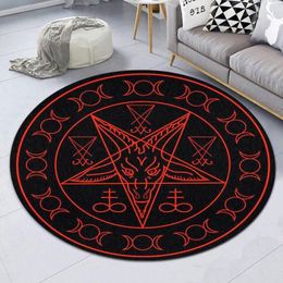 Carpets Sigil Of Baphomet And Lucifer Premium Round Rug Personalized Housewarming Gift Family Welcome Mat Funny287O