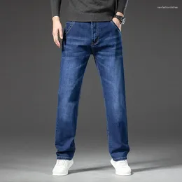 Men's Jeans 2024 Men Spring Autumn Elastic Four Seasons Boys Washed Straight Tube Loose Casual Long Pants Plus Size