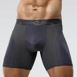 Underpants Mid-elastic Men Underwear Breathable Mesh Men's With U Convex Pouch Long Leg Design For Comfort Support High