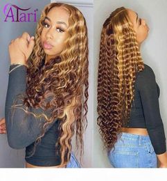 Highlight 4 30 Colored Human Hair Wigs Jerry Curly Lace Front Wigs Brazilian Curly Wig With Baby Hair Transparent Lace2663554