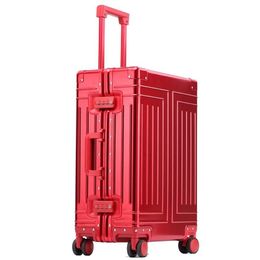 Suitcases 100% Aluminium Travel Suitcase Metal Mala De Viagem Bavul Spinner Carry On Luggage Valise Trolley Maleta Cabina Business 203p