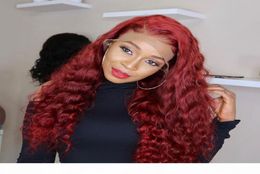 Natural Wave Red Lace Front Human Hair Wigs with Baby Hair 180Density Pre Plucked Lace Wigs for Black Women Remy6252293