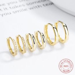 Hoop Earrings Cute 925 Sterling Silver Round Cz Circles Small Loop Huggies For Women Jewelry Kids Baby Children Girls Aretes315Z