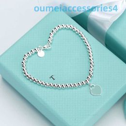 2024 Jewelry Designer Brand Bangle Heart Bracelet 925 Sterling Silver Blue Enamel Love Ball Chain Pink Day Gift 3joo
