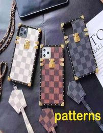Top patterns phone designer square lattice Transparent iphone cases 11 Pro MAX XS XR 8 7 Plus cartoon Protective Shockproof Case C2849485
