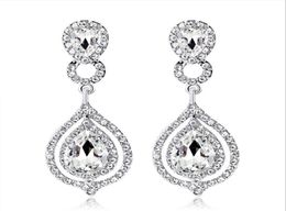 Shining Crystals Earrings Rhinestones Long Drop Earring For Women Bridal Jewelry Wedding Gift For Bridesmaids In Stock Cheap Whole1708937
