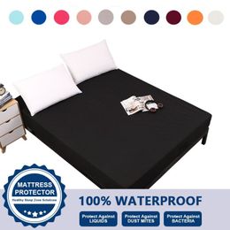 Bedding Fitted Sheet Waterproof Machine Washable 100% Polyester Classic Solid Color US Standard King Queen Full Twin VT24172627