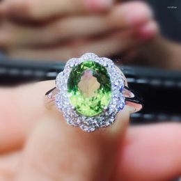 Cluster Rings Natural Real Peridot Flower Ring Per Jewellery 925 Sterling Silver 8 10mm 2.8ct Oval Gemstone Fine J210401