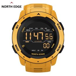 NORTH EDGE Men Digital Watch Men's Sports Watches Dual Time Pedometer Alarm Clock Waterproof 50M Digital Watch Military Clock334s