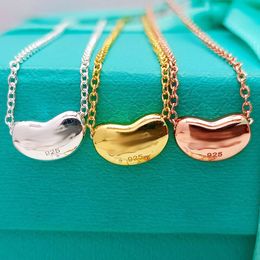 Desginer T jewelry Ti Ts S925 Sterling Silver Bean Necklace with Acacia Bean Red Bean Bare Pea Female 18k Rose Gold Plated Bone Chain