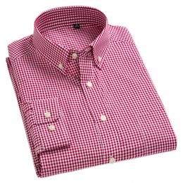 Arrival Mens Oxford Wash and Wear Plaid Shirts 100 Cotton Casual High Quality Fashion Design Dress 240305