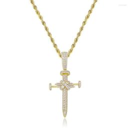Pendant Necklaces Hip Hop Jewellery 18k Gold Plating Cross Pendent Iced Out Cubic Zirconia Necklace285z