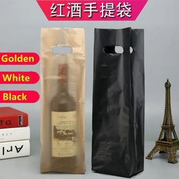 50pcs Golden Single Double bottle Red Wine Handle Bag Plastic Gift Tote Bag Beer Packaging Box Champagne Glass Bottle Gift Bag 240304