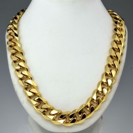 Heavy Mens 18k gold filled Solid Cuban Curb Chain necklace N276 60CM 50cm305J