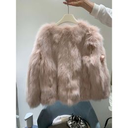 New Haining Winter 2023 Full Skin Fox Fur Grass Short Coat Women's Rose Blossom Slim Fit Versatile Young Style 2140