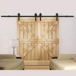 5-16ft Double Door Vintage Industrial Spoked European Black Steel Sliding Barn Door Closet Hardware Set Door Hardware Track