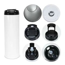 US Local warehouse 20oz regular sublimation tumbler straight skinny tumblers with black 2 in 1 lid carrying sippy lid stainless st326t