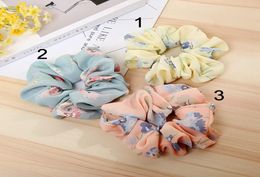 Women039s Girl Hair Scrunchie Headband Ring Elastic Print Flower Hair Bun rope Dance floral Scrunchy Soft chiffon Hair bands 102743682