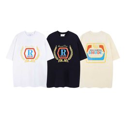 Spring/summer Fashion English Letter Rhude Men and Women Couple Casual Loose Short Sleeved T-shirt Trend