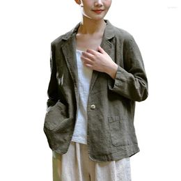 Women's Suits Women Cotton Linen Blazer Casual Light Weight Three Quarter Sleeve Jacket S