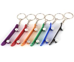 Multifunction Outdoor EDC Opener Adorable Skateboard Metal Bottle Opener Keychain Keyring Beer Bar Tool Xmas6508126