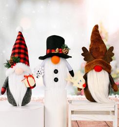 Christmas Decorations Faceless Gnome Handmade Plush Santa Snowman Reindeer Doll Home Party Windows Ornament BWA79999076900