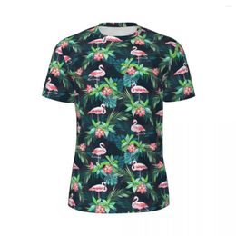 Men's T Shirts Tropical Palm Leaves Design Shirt Mens Bright Flamingos Y2K Basic Sports T-Shirts Comfortable Summer Tees Oversized Clothes