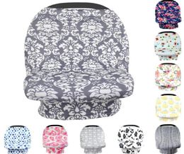Baby Canopy Car Seat Cover 26styles INS Floral Stretchy Cotton Baby Nursing Cover Feeding Stroller Cover Infant Scarf Blanket GGA38362856