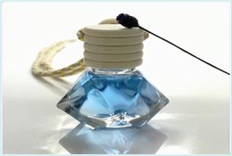 Fashion Creative Perfume Bottle Empty Glass Pendant Diamond shape Wood Plug Car Hanging Ornament Air Freshener2290437